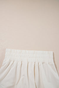 Beige 2pcs Cropped Tee and Ruffle High Waist Skort Set