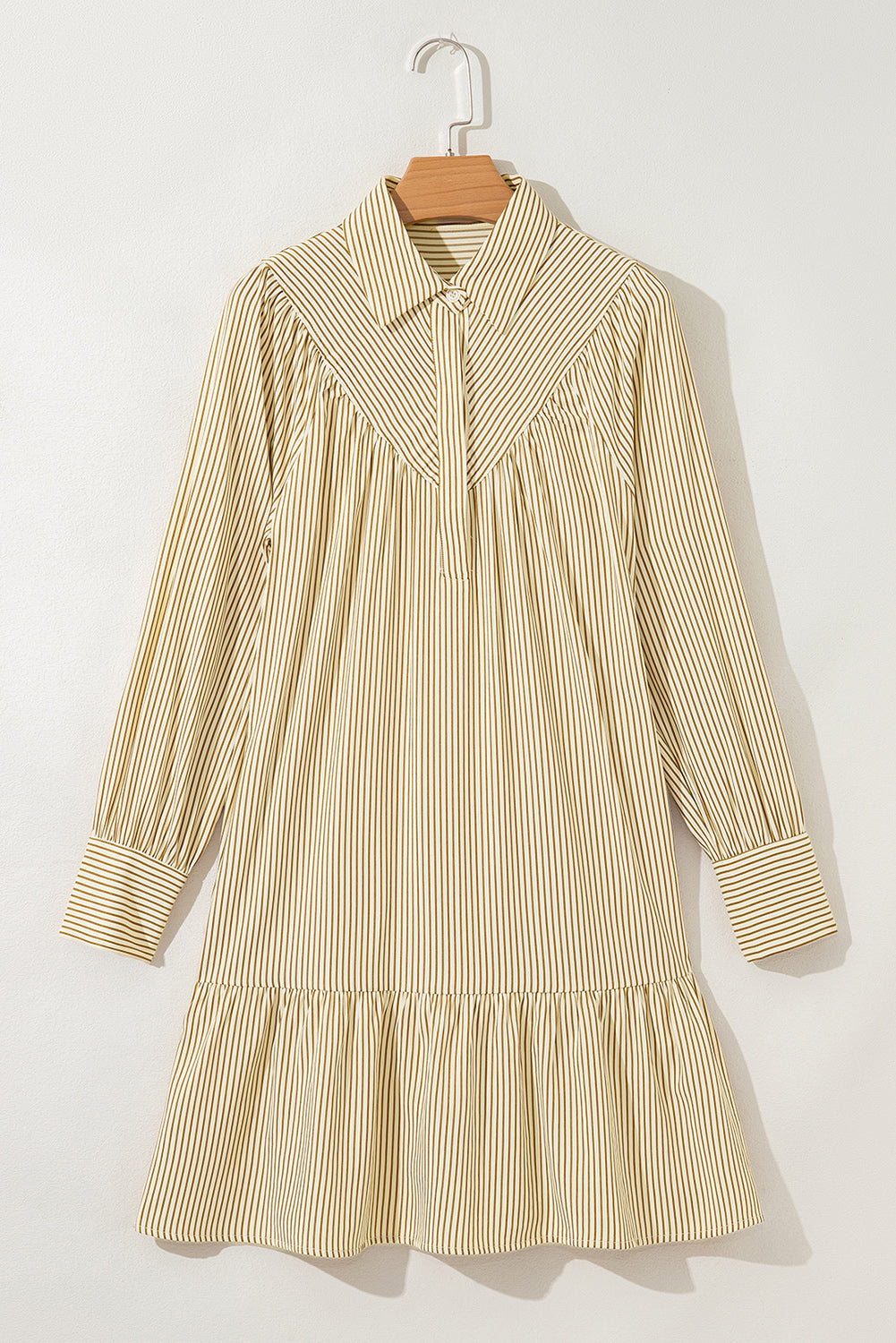 Brown Stripe Collared Dress