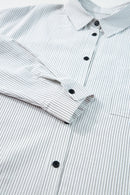 Striped Pocketed Tunic Button Up Shirt
