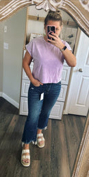 washed cotton mid crop tee zenana
