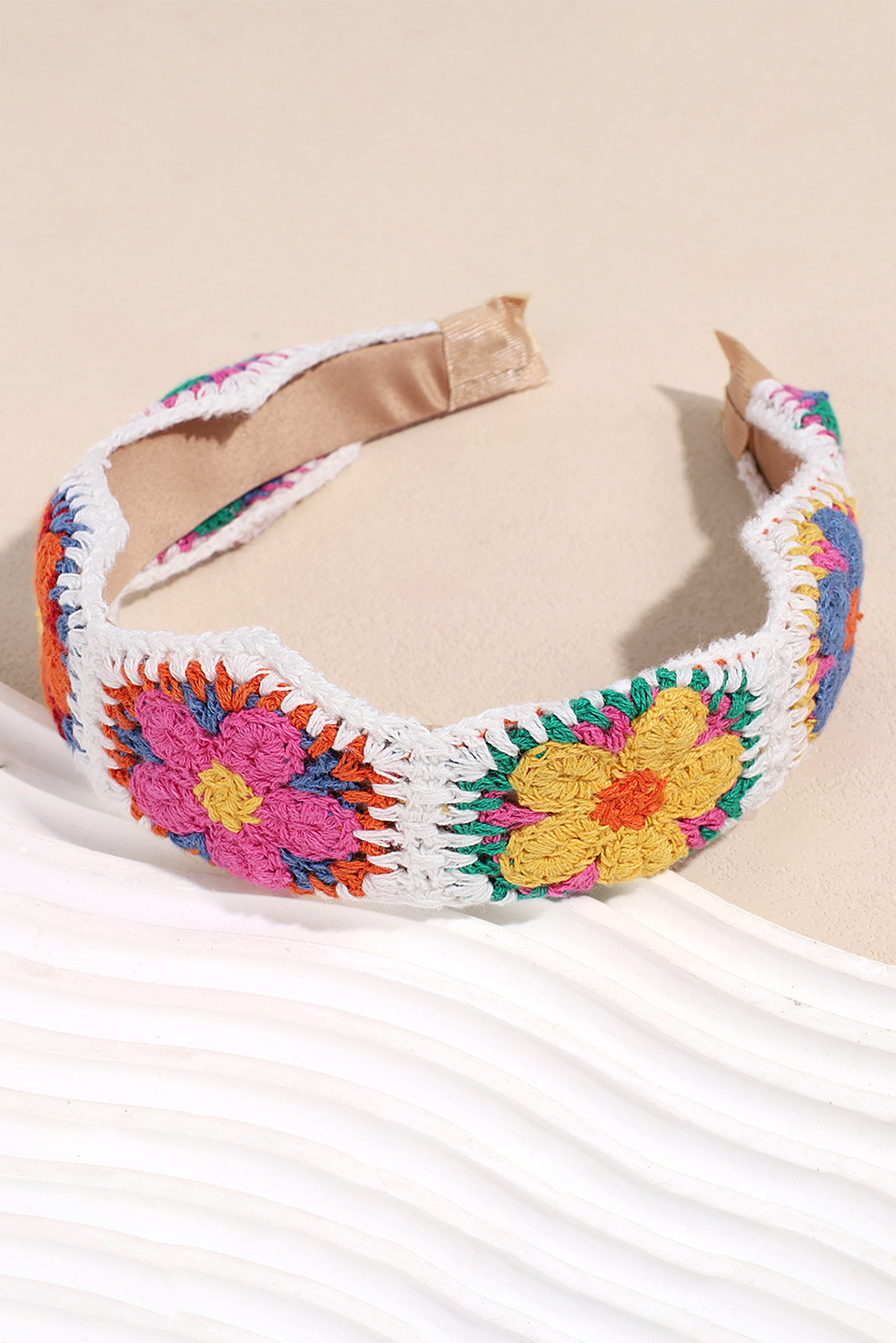White Crochet Flower Headband