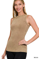 Zenana Ribbed Tank with Exposed Seam