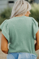Sleet Solid Color Textured Flutter Sleeve Top