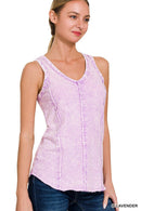 Zenana CRINKLE WASHED /TERRY RAW EDGE Tank