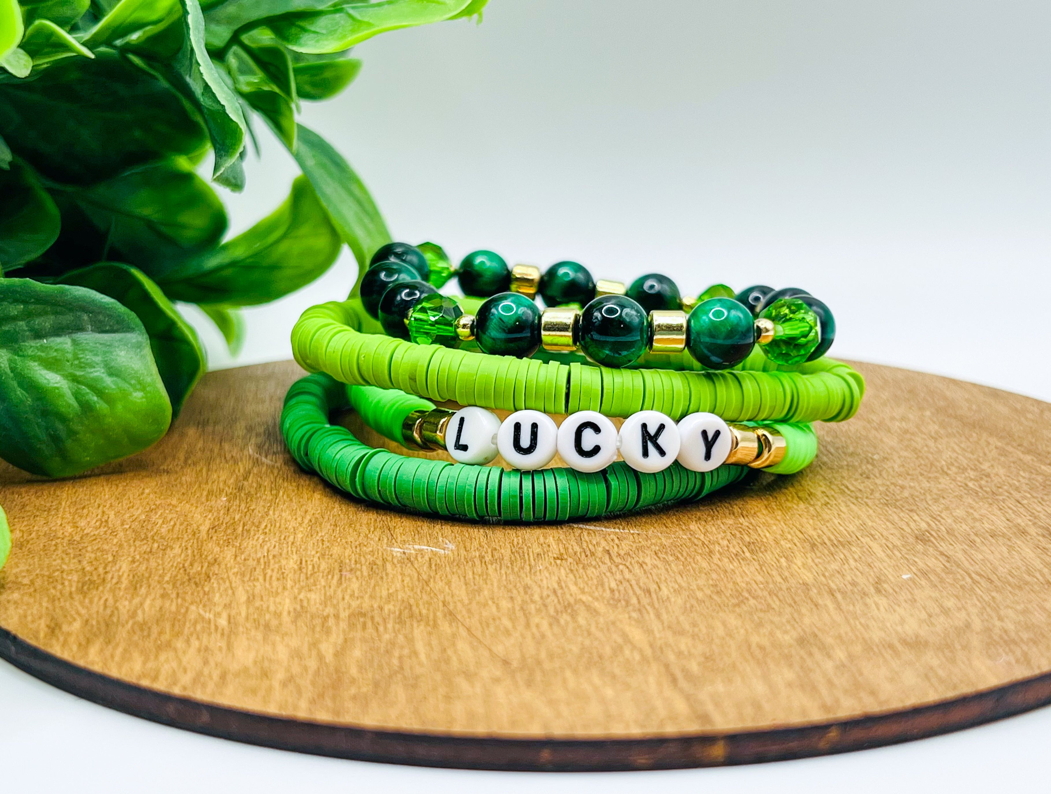 LUCKY Heishi Bead Bracelet Stacks