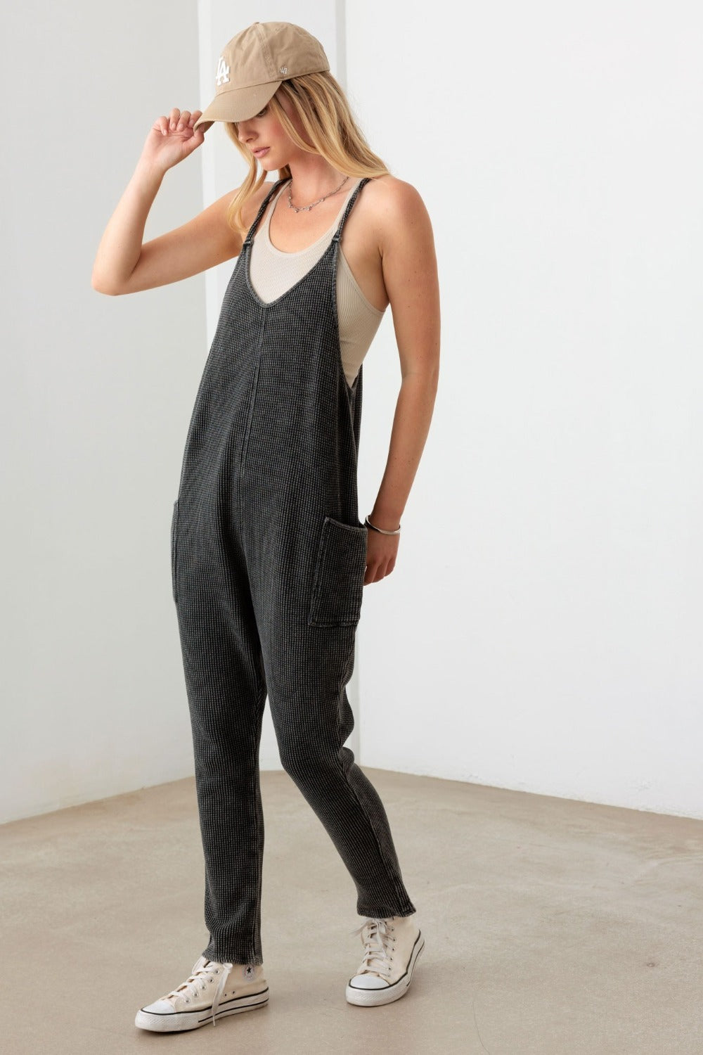 Le Lis Waffle Knit Side Pocket Jumpsuit