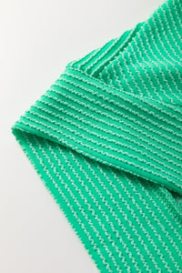 Wild Wind Solid Corded Knit Short Sleeve T Shirt and Wide Leg Pants Set