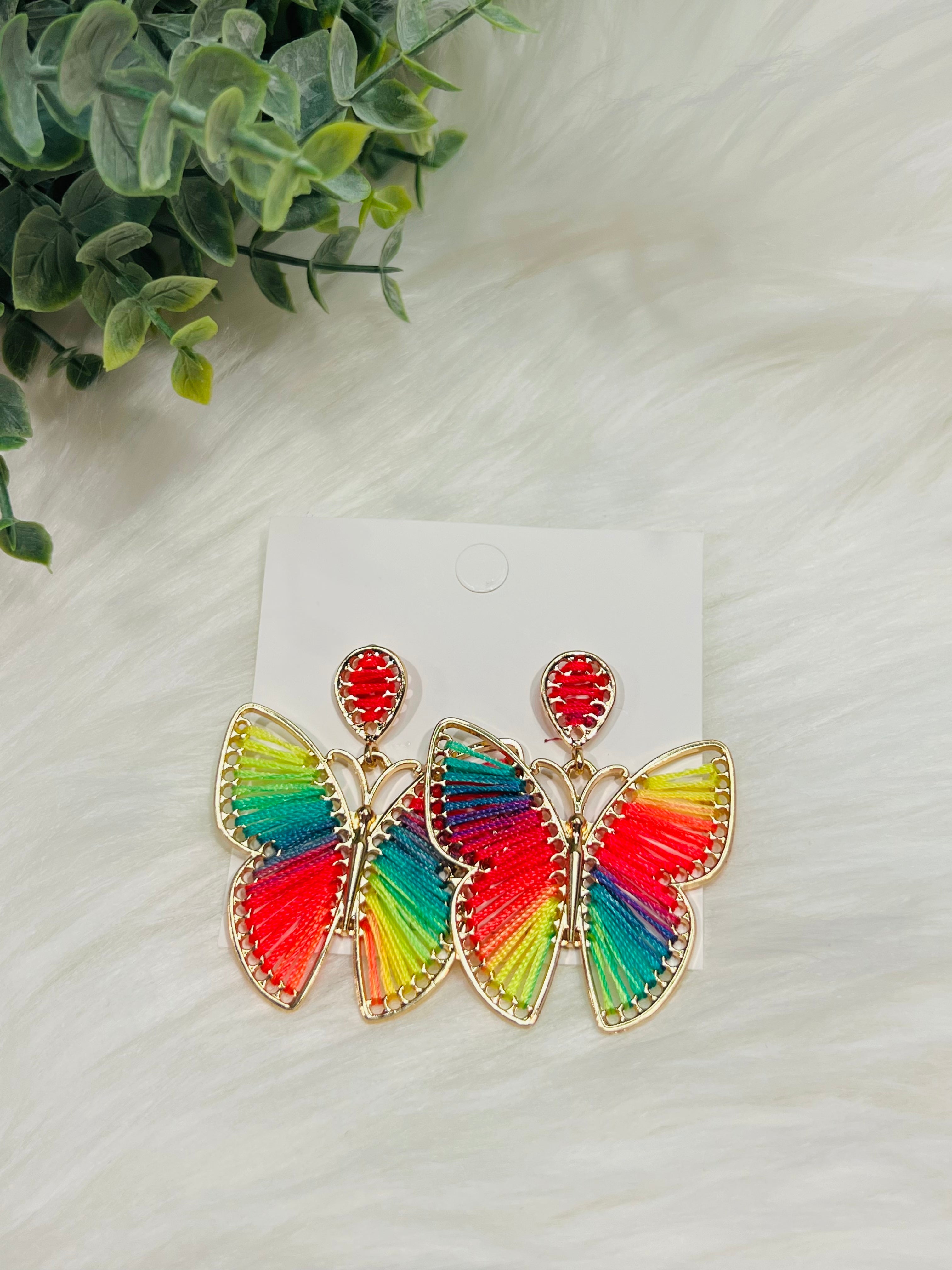 Spring Butterfly Drop Studs
