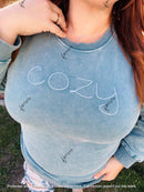 Mineral washed RAW HEM tunic sweater