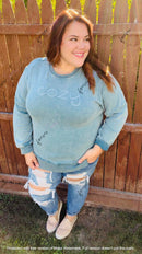 Mineral washed RAW HEM tunic sweater