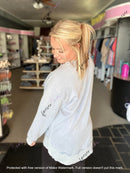 Mineral washed RAW HEM tunic sweater