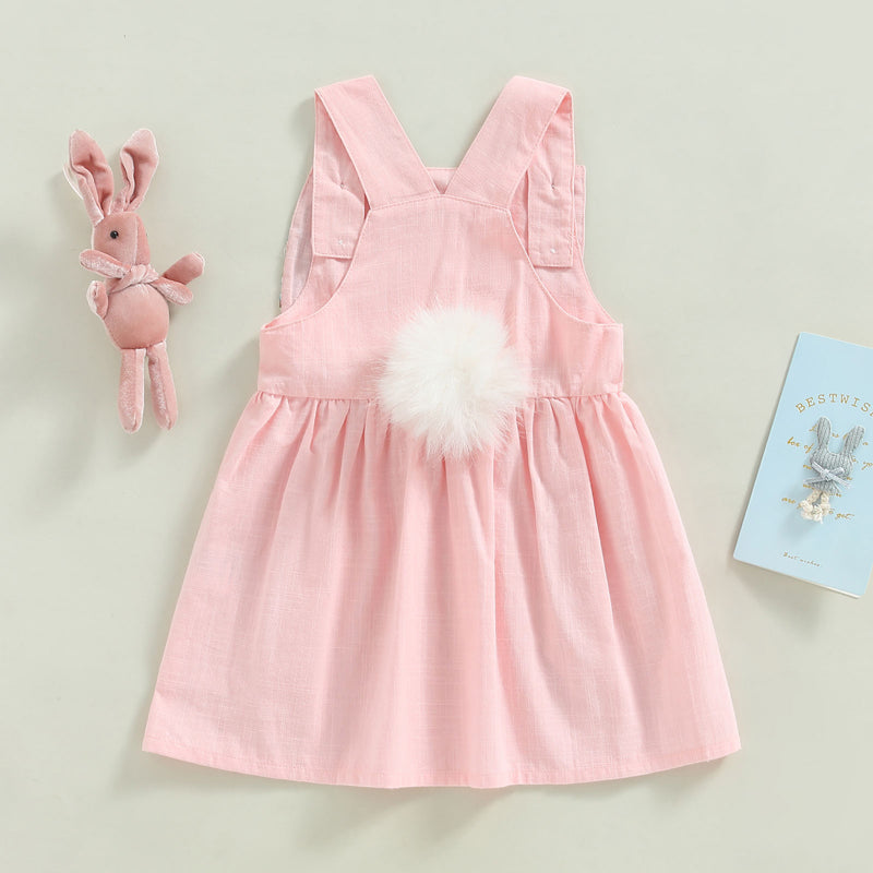 Linen Bunny Dress or Onesie Bunny Tail with Floral Removeable Ears