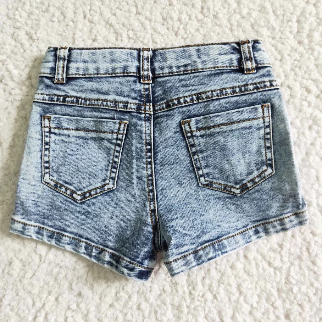 Girl's Denim Distressed Shorts-