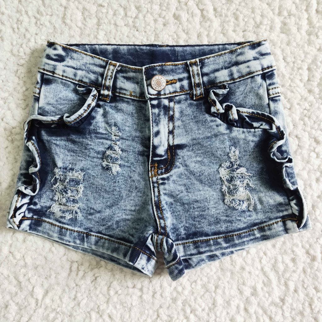 Girl's Denim Distressed Shorts-