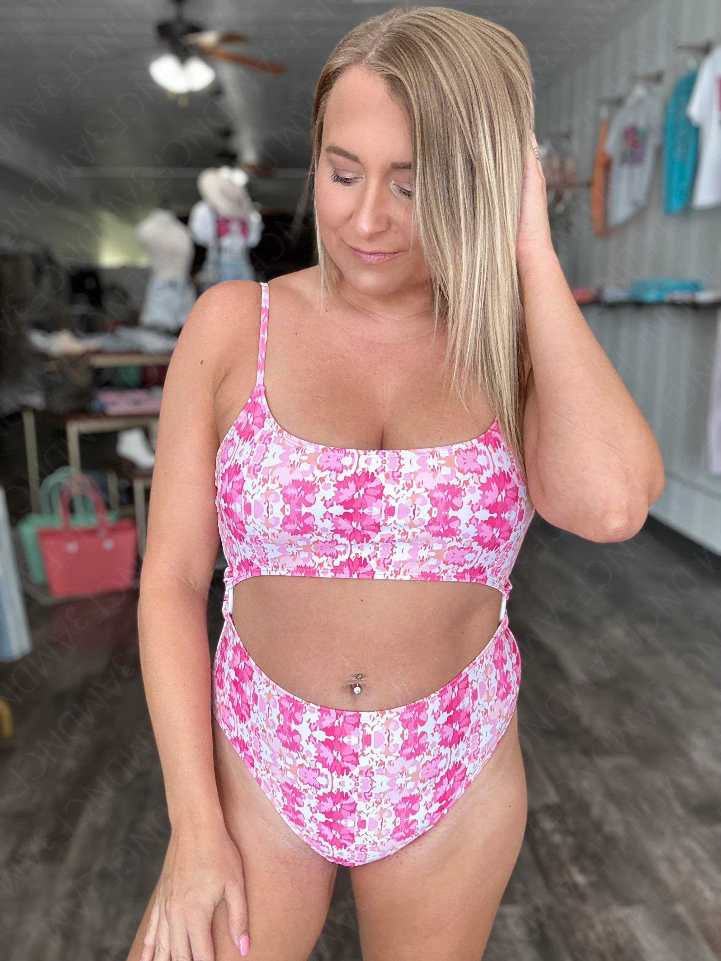 Pink Flower One-piece bikini