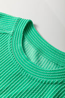 Wild Wind Solid Corded Knit Short Sleeve T Shirt and Wide Leg Pants Set