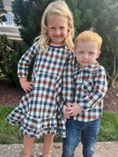 Plaid girls dress or Plaid Boys shirt