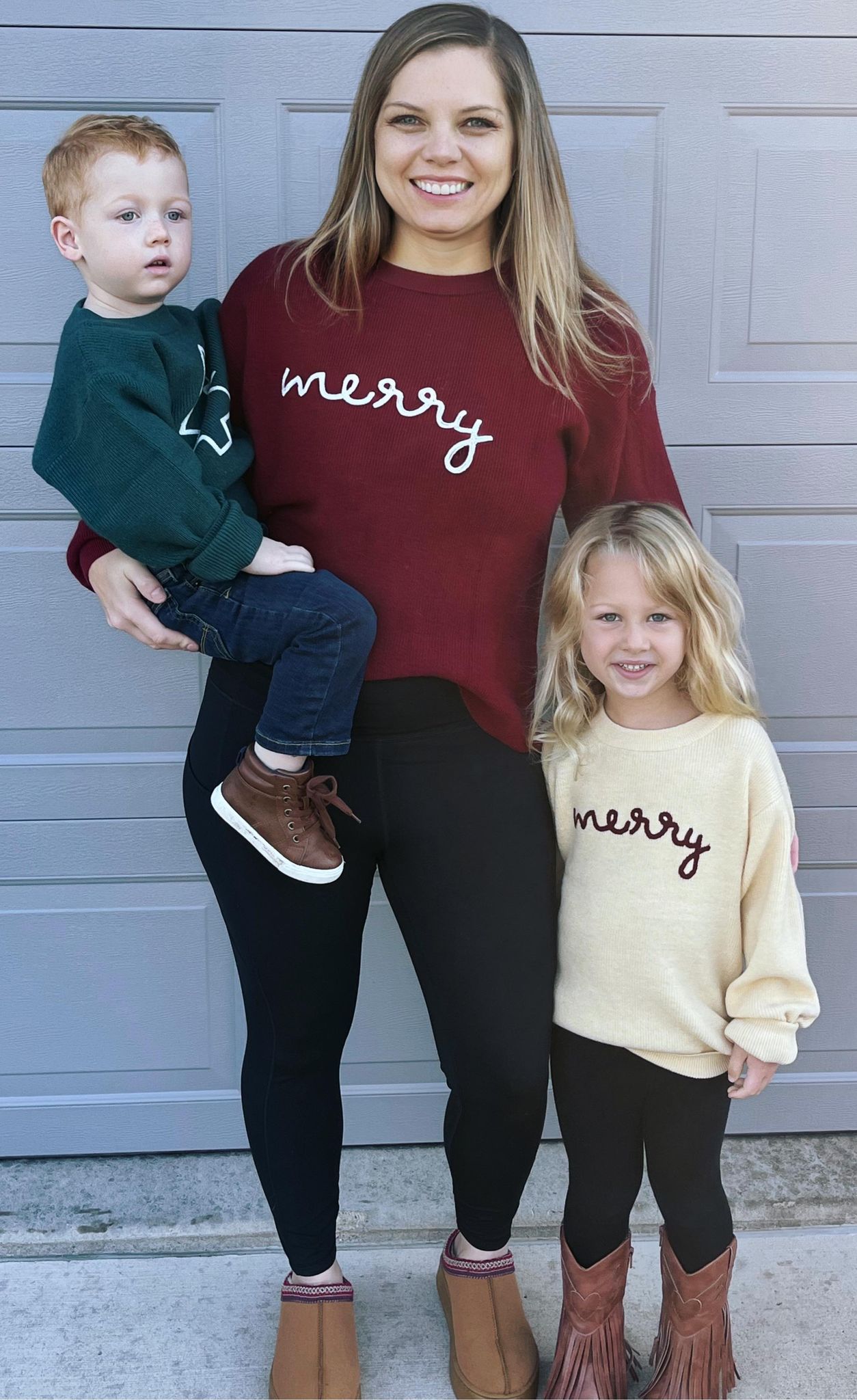 Rope Embroidered Merry Sweaters (adult and kid)