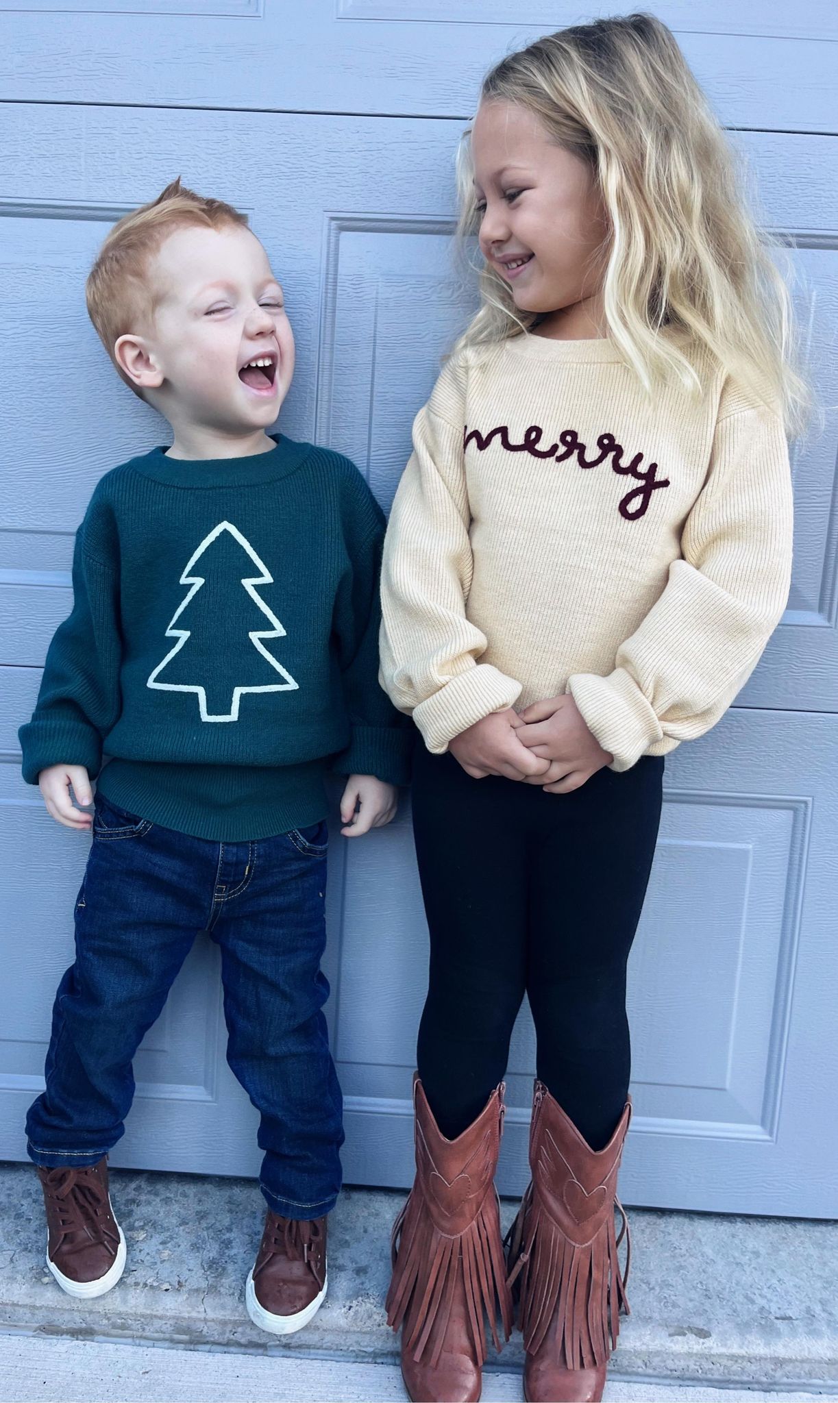 Rope Embroidered Merry Sweaters (adult and kid)