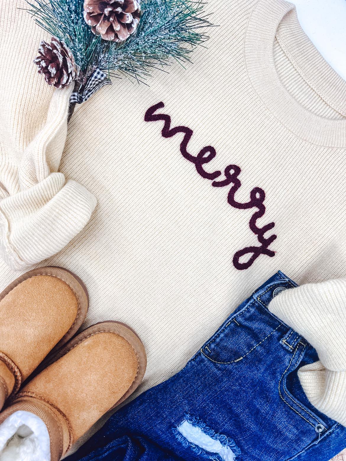 Rope Embroidered Merry Sweaters (adult and kid)