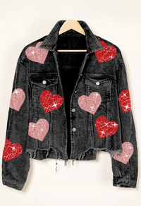 Sequin Heart Corduroy Shacket