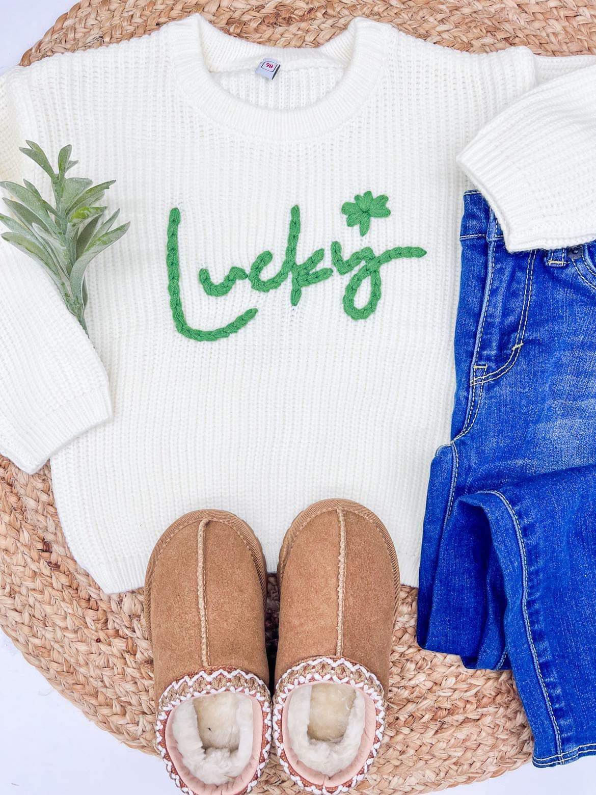 Kids Rope Embroidered Lucky Sweater