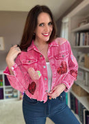 Sequin Heart Corduroy Shacket