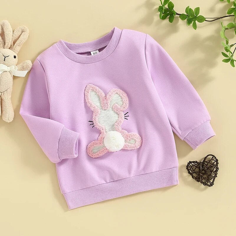 Pompom Tail Embroidered Bunny