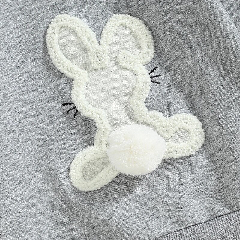 Pompom Tail Embroidered Bunny