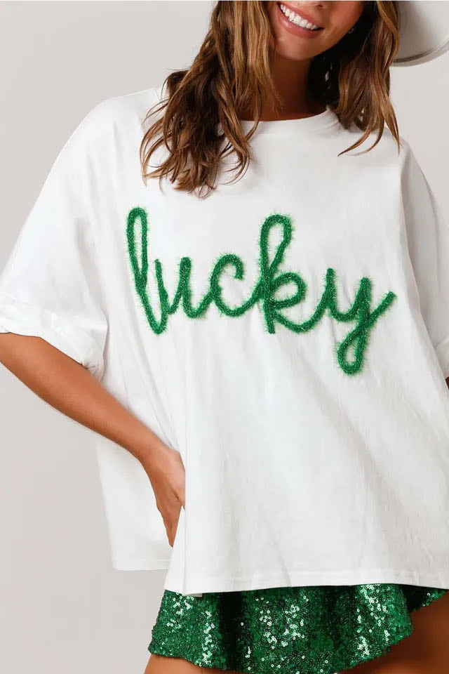 Lucky Green Embroidered Tee