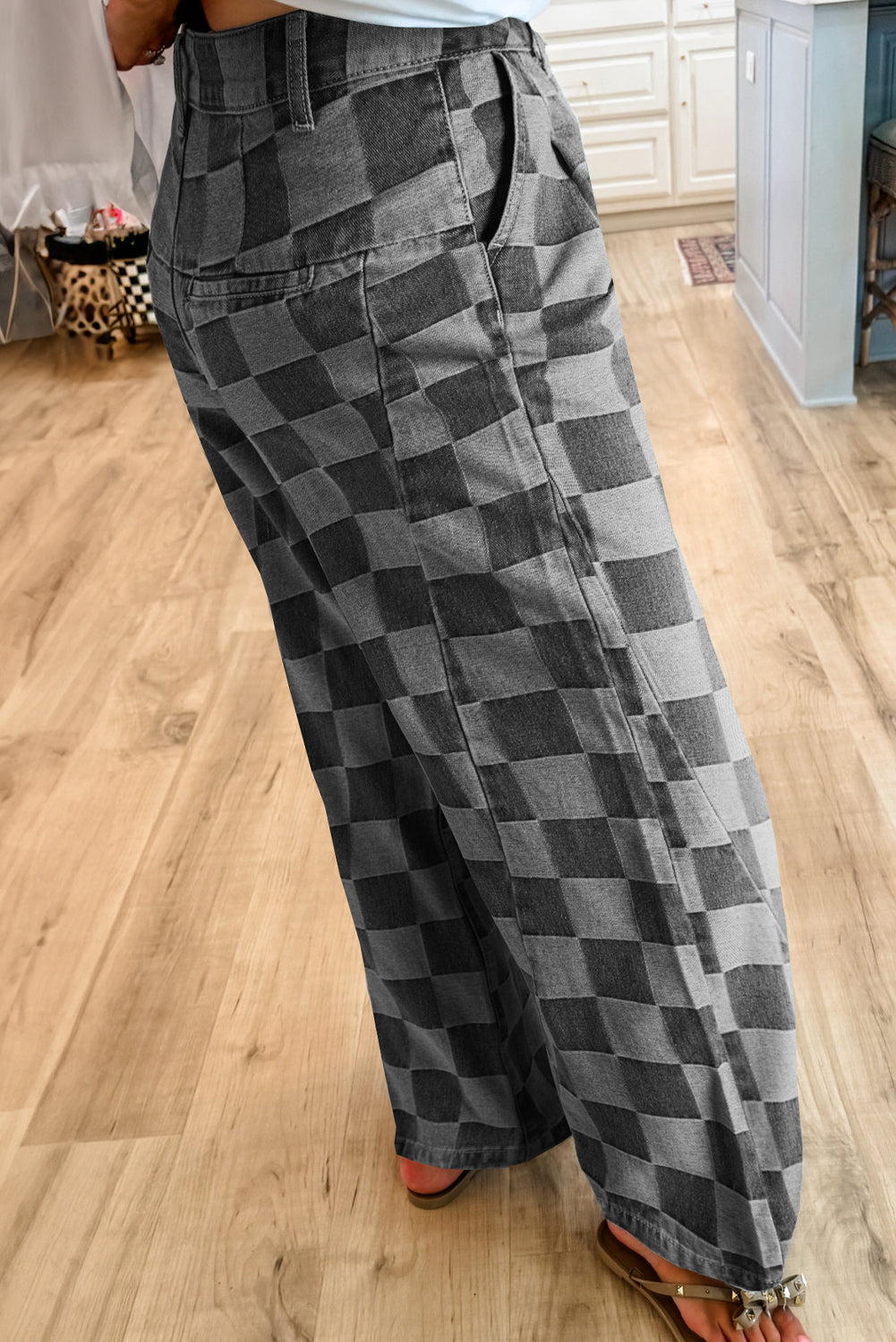 Grey Checkered Jeans