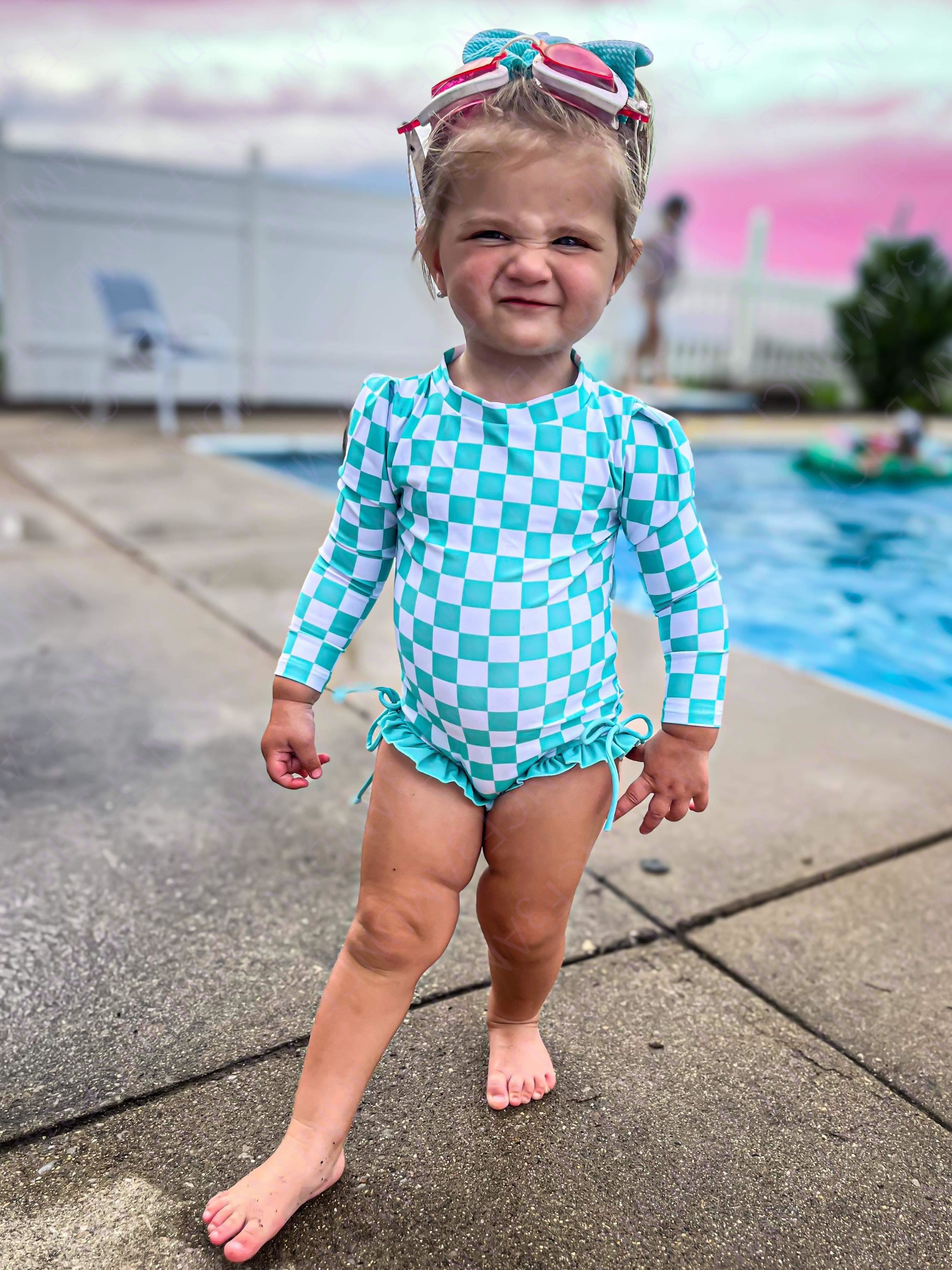 Checker and Ruffle Girl's Swim