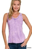 Zenana CRINKLE WASHED /TERRY RAW EDGE Tank