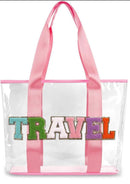 Clear Embroidered Chenille Letter Totes