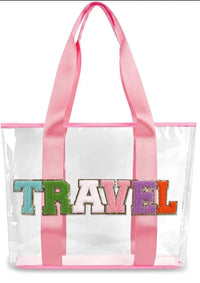 Clear Embroidered Chenille Letter Totes