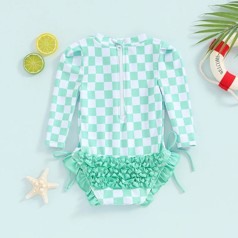 Checker and Ruffle Girl's Swim