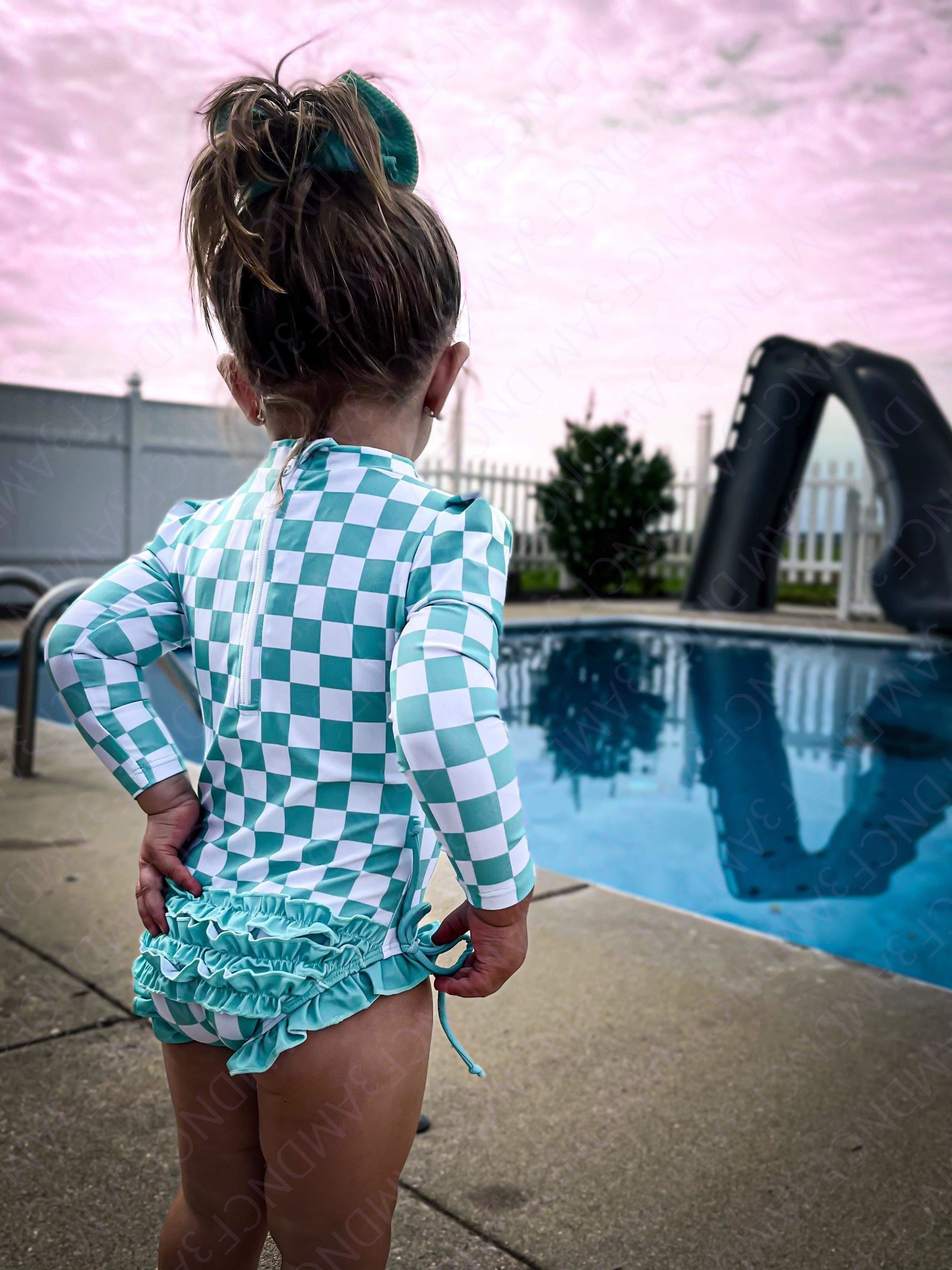 Checker and Ruffle Girl's Swim