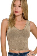 Zenana WASHED COTTON V-NECK SLEEVELESS TOP