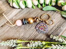 Rainbow Mama Puff or Bead Keyring