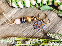 Rainbow Mama Puff or Bead Keyring