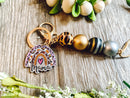 Rainbow Mama Puff or Bead Keyring