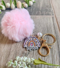 Rainbow Mama Puff or Bead Keyring