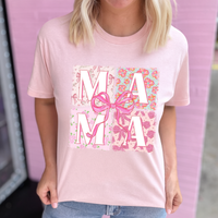 Pink Floral Bow Mama Graphic Tee