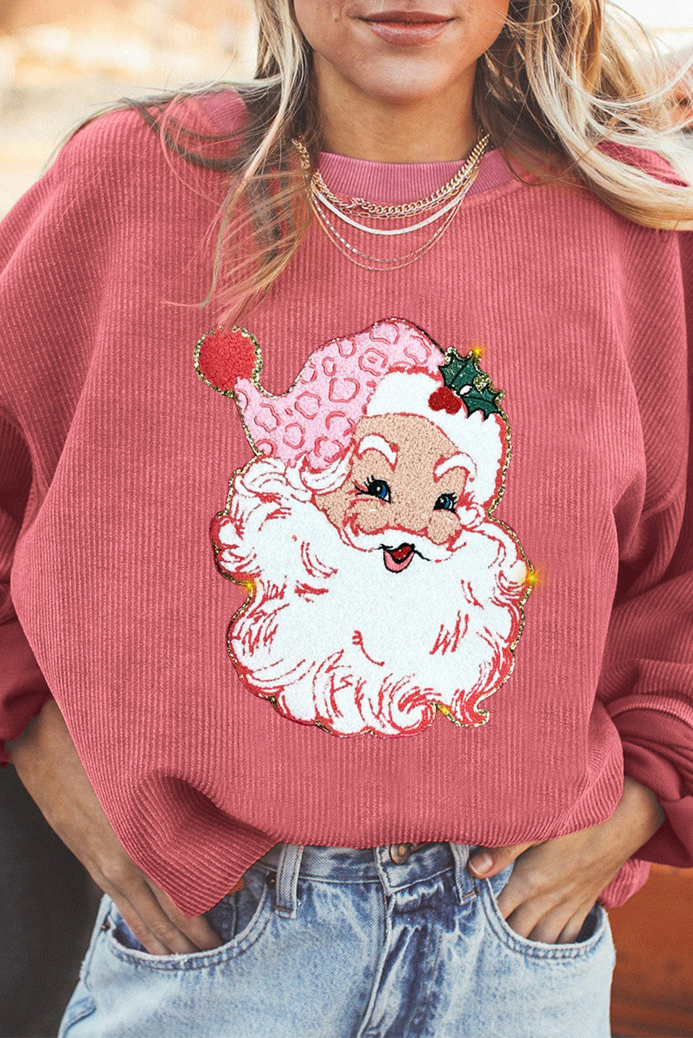 Retro Ribbed Santa Sweatshirt