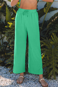 Wild Wind Solid Corded Knit Short Sleeve T Shirt and Wide Leg Pants Set