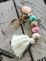 Wood & Crochet Silicone Bead Keychains