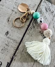 Wood & Crochet Silicone Bead Keychains