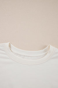 Beige 2pcs Cropped Tee and Ruffle High Waist Skort Set
