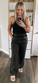 Zenana Branded drawstring pant