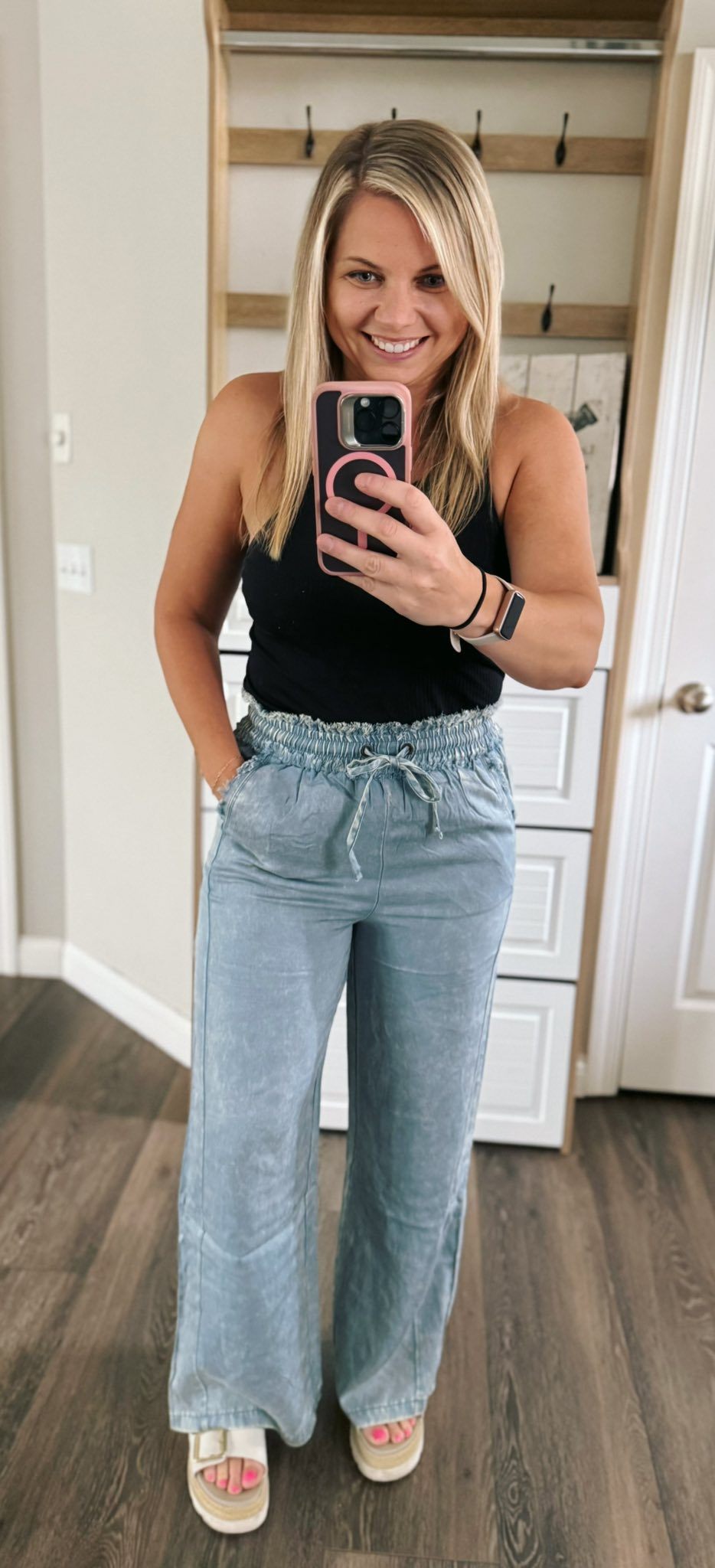 Zenana Branded drawstring pant